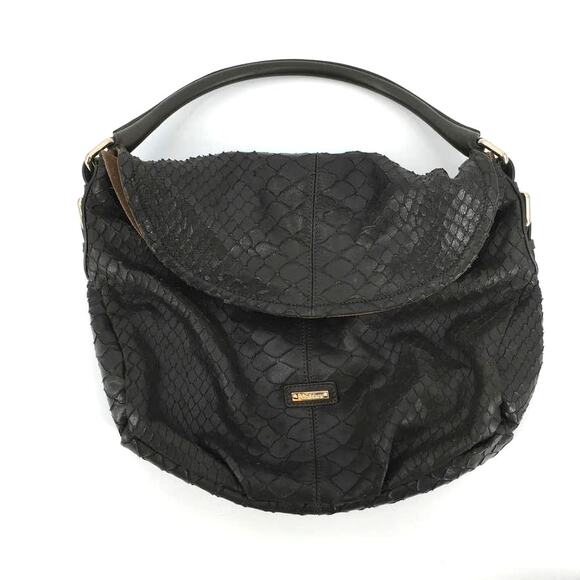 MaxMara Fold Over Leather Hobo Handle Bag